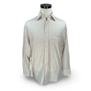 Canali Italy Striped Dress Shirt Button Down Long Sleeve Men Size 42 16.5